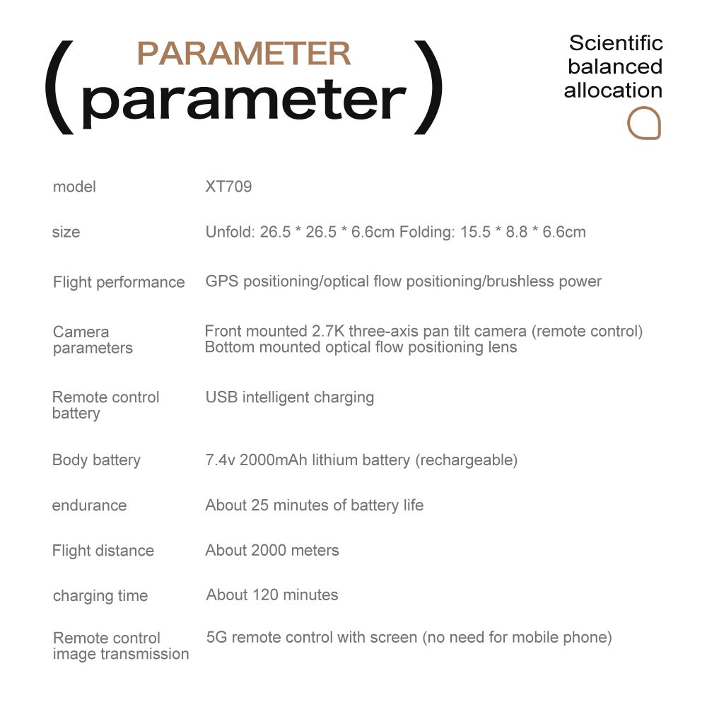 Professional GPS Drone 3-Axis Gimbal UAV XT709 - Afbeelding 12