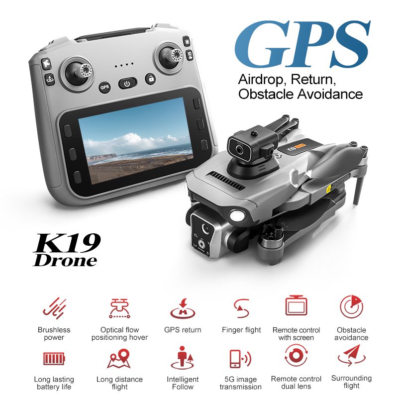 Airdrop GPS Drone 4.5" Screen 4K HD UAV K19MAX - Afbeelding 11